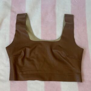 Brown Faux Leather Crop Top